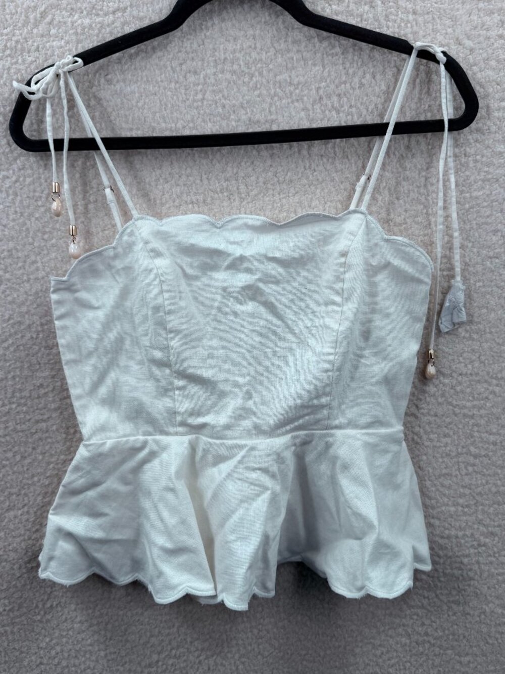 House of Harlow 1960 White Linen Blend Peplum Corset Cami Top Resort Size 4 NWT